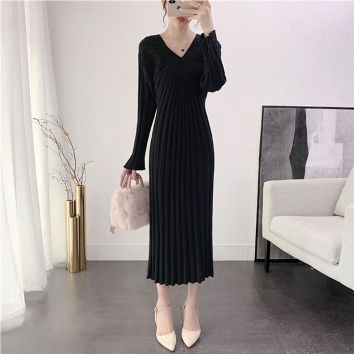 에스라이프 여리핏 골지 봄가을 니트원피스 5COLOR