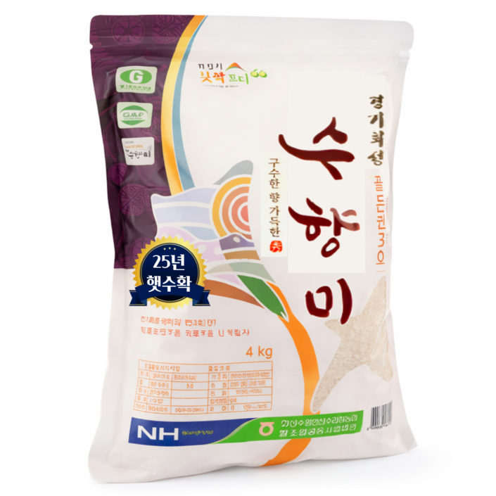 수라청농협 2025년산 특허받은 누룽지향 수향미 골든퀸3호 당일도정 백미 햅쌀, 상등급, 1개, 4kg