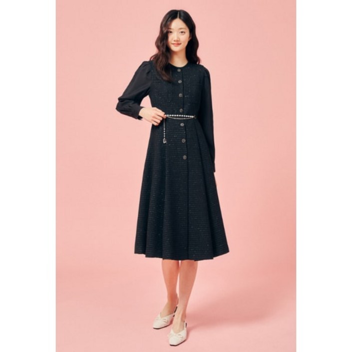 백화점매장출고 JJ지고트 슬리브 배색 트위드 원피스 GP2A0OP251