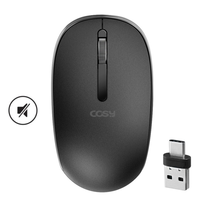 2in1 C타입 USB A 겸용 듀얼 리시버 무소음 무선마우스 PC 태블릿 노트북 노트펜 맥북 그램 스마트폰 연결, 단일색상, 단일상품