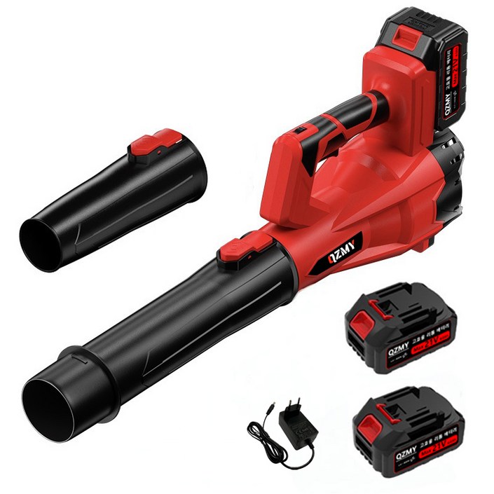 QZMY 독일기술 대형 강력 무선 송풍기 낙엽 청소 충전식 에어건 브러쉬리스 전동 브로워 4000mah배터리 총2개, 1세트