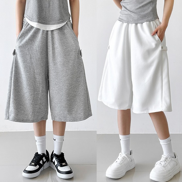적극추천 사이드 스냅 버뮤다 반바지 트레이닝 비조 스웻팬츠 편한 여름 하프 6부 남녀공용