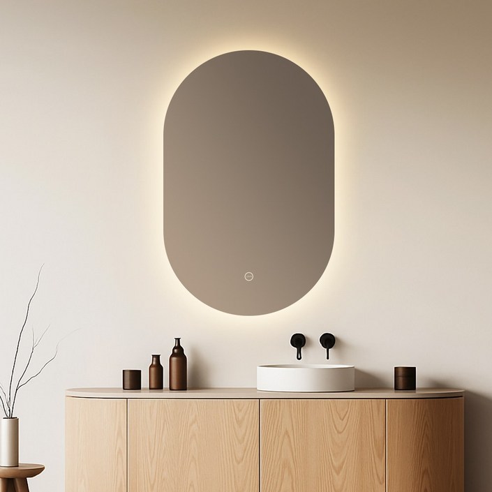 리빈 LED거울 화장실 욕실 3색 기본옵션 간접조명 원형 타원형 벽걸이형 터치스위치 거울