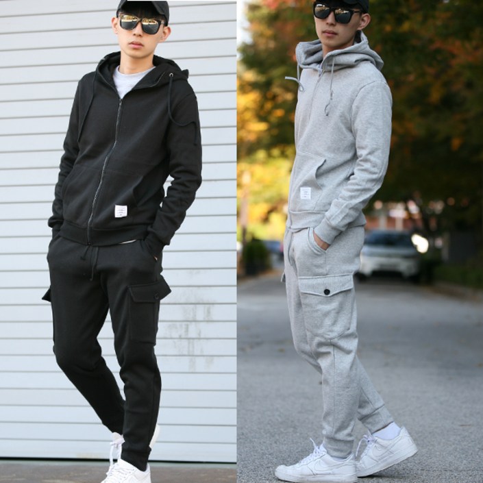 겨울 기모 하이넥후드집업카고조거팬츠 트레이닝복세트 M3XL 남자 커플 공용