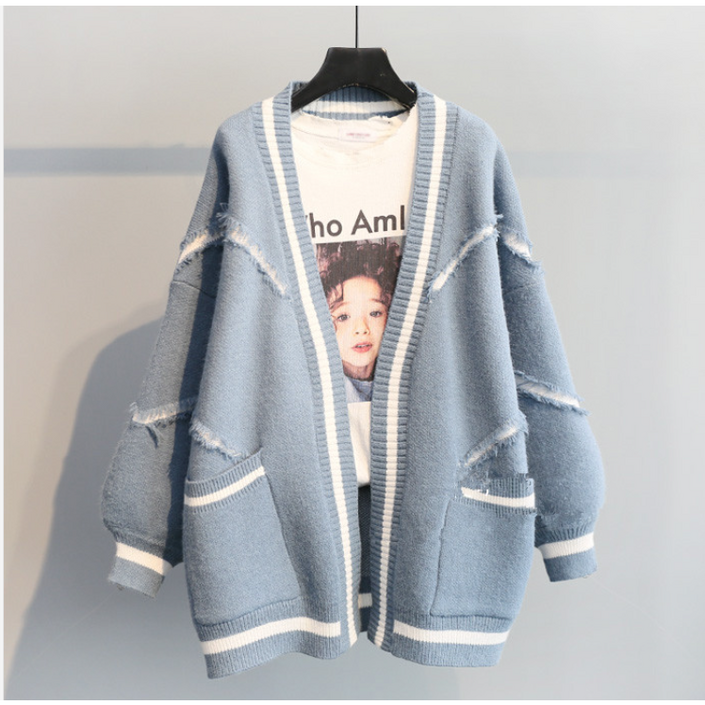 Kdragon 겨울 무버튼 캐주얼 루즈핏 니트 가디건 여성 오버핏 데일리 아우터