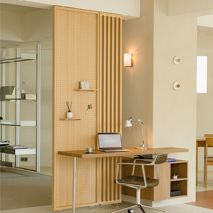 우드레이 셀프 가벽 인테리어 스트라이프 파티션 원목 파티션 주방 사무실 침실 거실 원룸 현관 공간분리 나무 우드 가림막 칸막이 가벽 만들기, 화이트