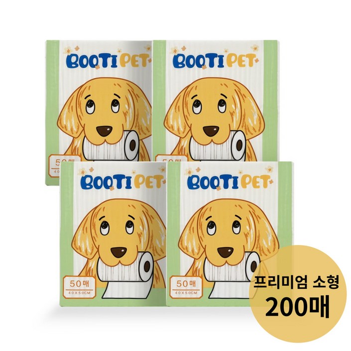 부티펫 강아지 배변패드 소형 35g,꽃무늬 프리미엄 두꺼운패드 200매,SAP 4g, 4개, 50개입