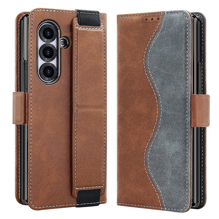 KDNC 갤럭시 Z폴드 핸드스트랩 포켓 가죽 지갑 케이스