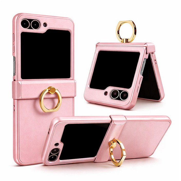 제루크 갤럭시 호환 Z플립 지플립 힌지보호 소가죽 거치 링 핸드폰 케이스