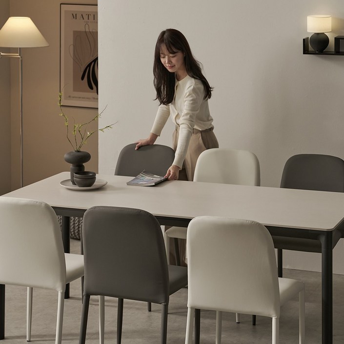 로프트 6인용 테이블 포세린 세라믹 식탁세트 1800 체어형