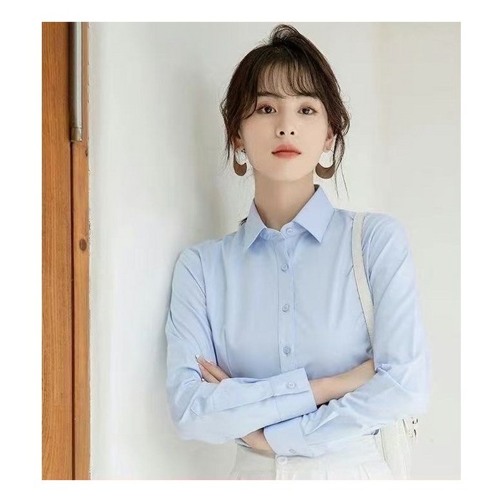 고퀄리티 스퀘어넥 여성 링클프리 셔츠