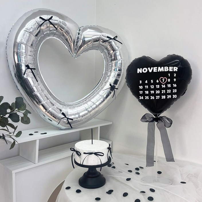 파티아일랜드 캘린더 하트 리본 스탠드 세트 달력 생일 기념일