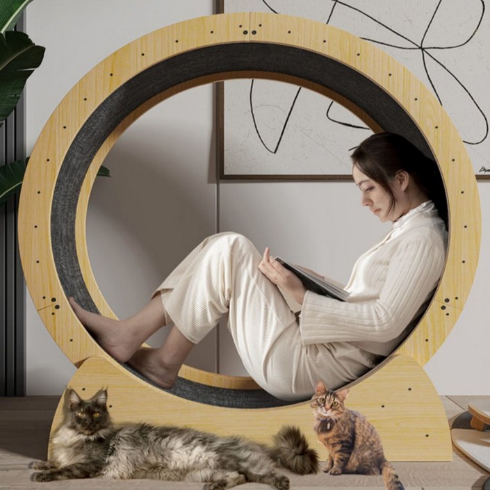 비와이몰 고양이 캣 휠 워커 트레드밀 스크래쳐 펫 롤링 장난감, L (직경 100cm 5.1~8kg이내)