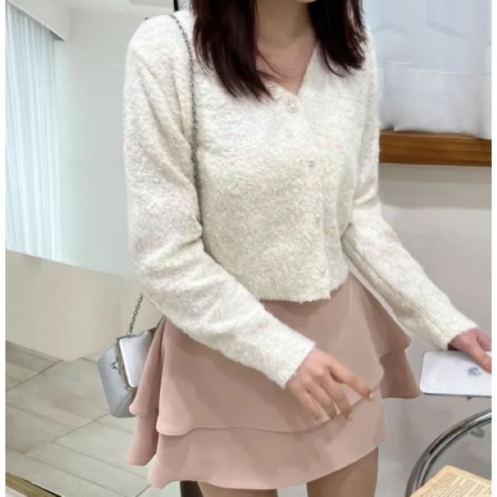 봄신상고퀄모임,하객룩,러블리 이린 브이넥 니트 가디건