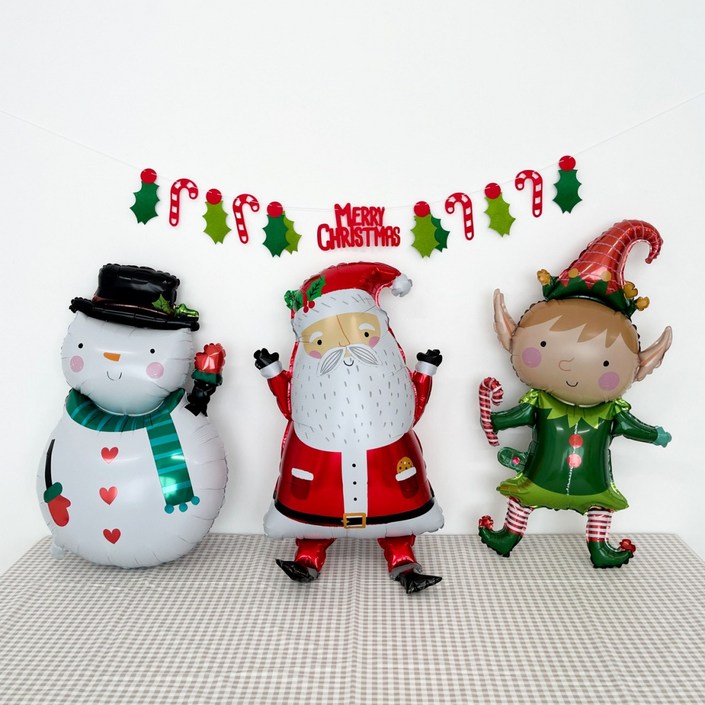 크리스마스 은박풍선 만세 산타 초록요정 눈사람 연말 파티 용품