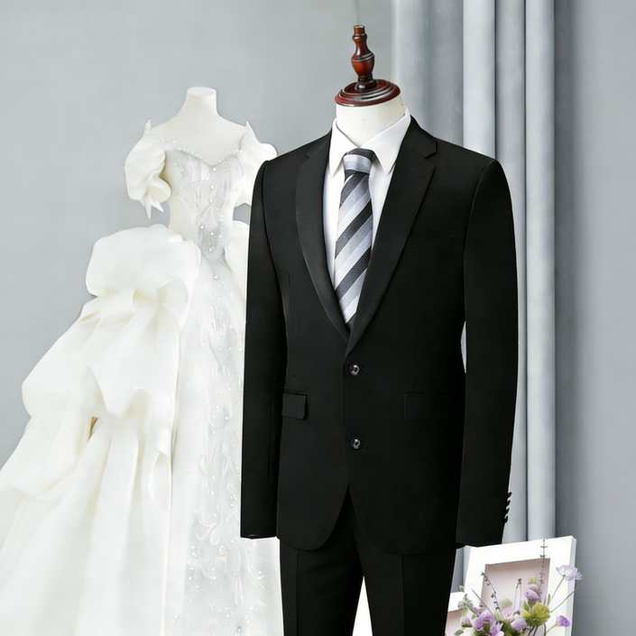 ANYOU 남성 사계절 캐주얼 정장 수트 자켓  긴바지 세트