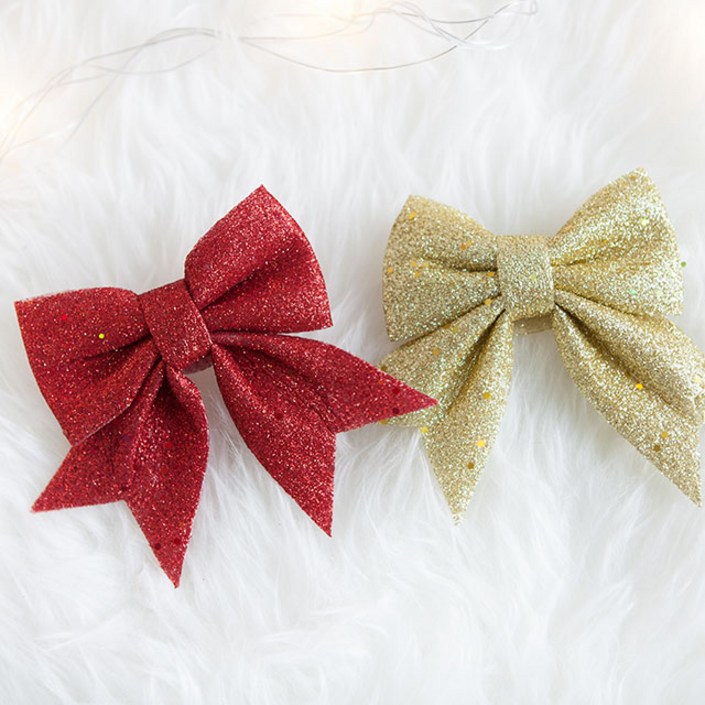 2개입 글리터리본 12cm 4컬러 크리스마스 트리 리본 장식 꾸미기