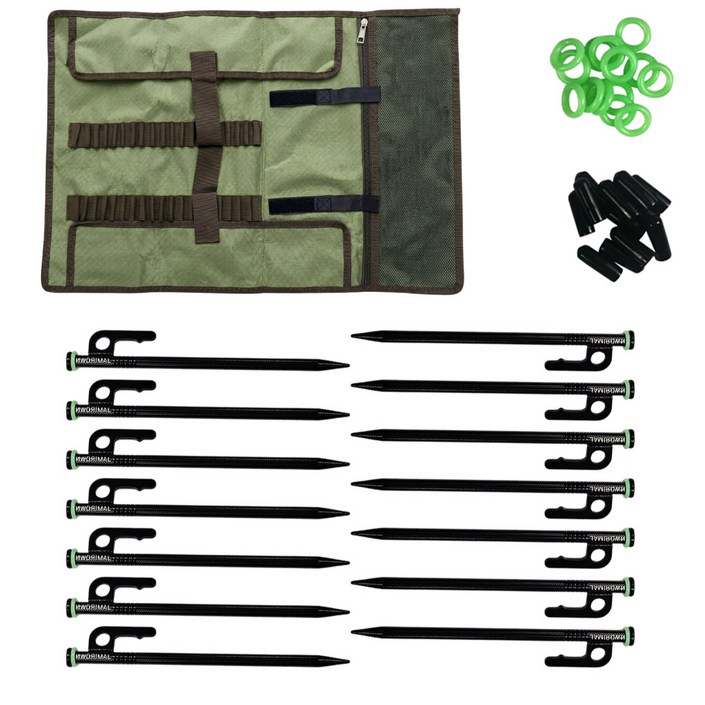 자캠 고강도 20cm 단조팩 14개 세트 보호캡 야광링 롤팩가방