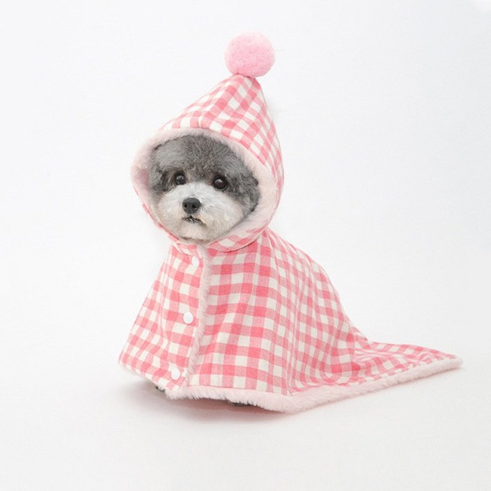 리치독스 강아지망토 애견 고양이 방울 망토 담요, 핑크, 1개