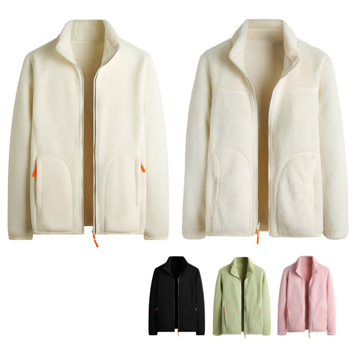 여성용 양면 리버시블 후리스 여자 후리스집업 플리스 자켓