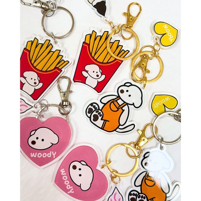 우디크 아크릴 키링 가방 키링 차키 키링