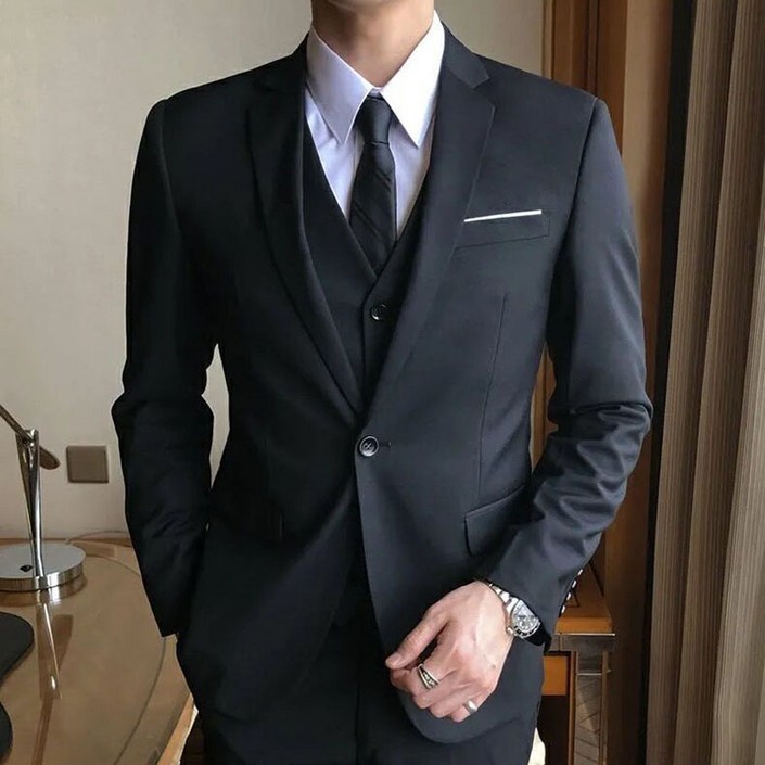 FANSYLI 남성 정장 세트 비즈니스 캐주얼 세트 베이직 정장 세트 결혼식 정장 세트 빅 사이즈 면접룩 X2508A26