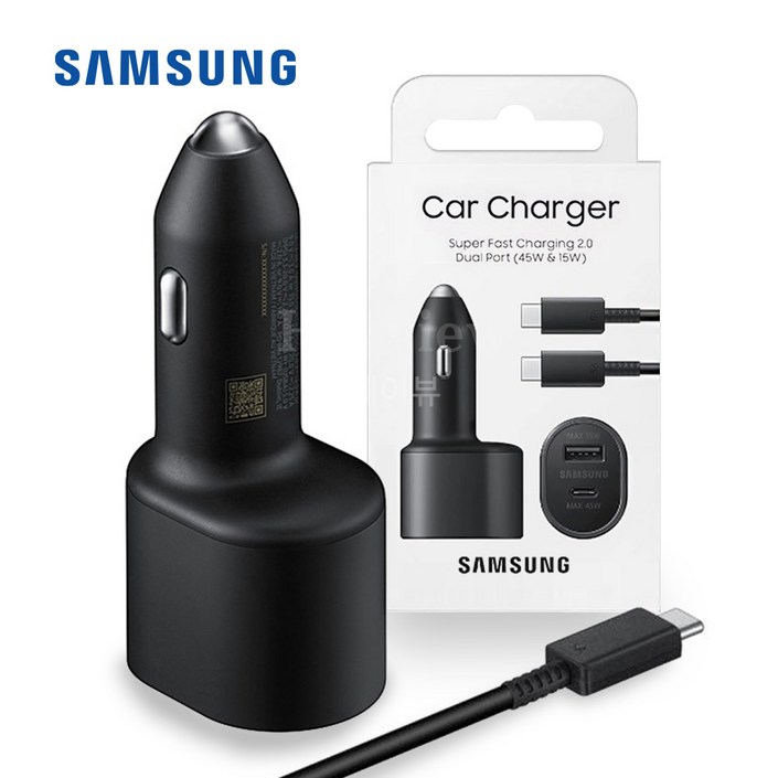 삼성 60W 듀얼 멀티 C타입 차량용 시거잭 고속 초고속 충전기 EP-L5300, 블랙, 옵션1. EP-L5300 기본케이블만