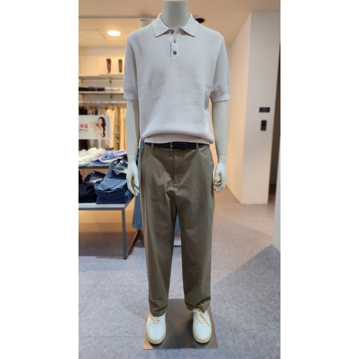 지오다노 남자 스티치 카라넥 반팔 니트 스웨터 055523