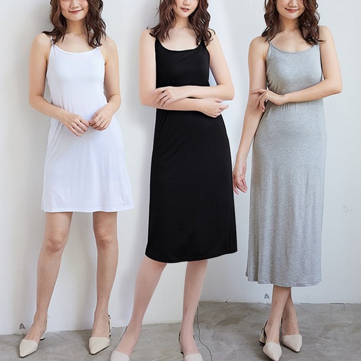 스타일아유 롱 나시 여성 빅사이즈 베이직 모달 민소매 슬리브리스 기본 이너 티 원피스 OP17471749