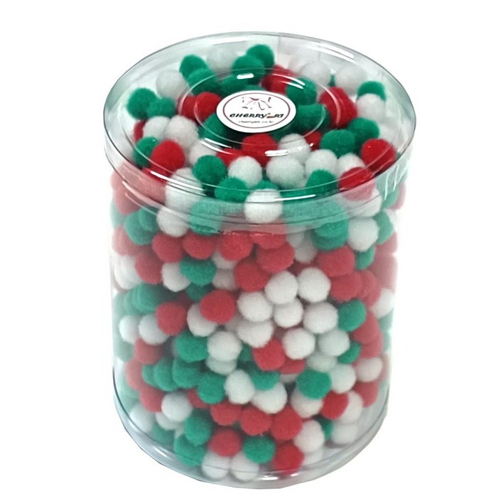 체리아트 크리스마스 트리장식 폼폼이 솜방울 오너먼트 통포장