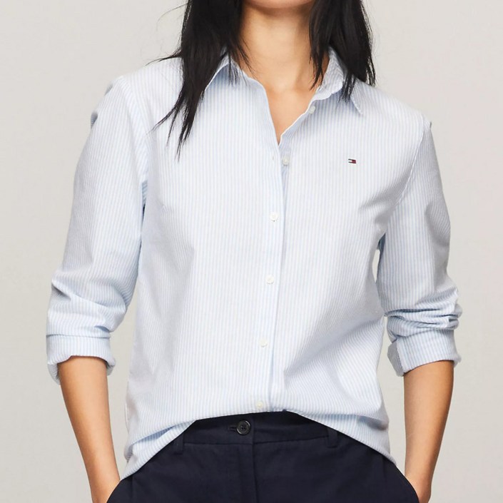 타미힐피거 여성 레귤러핏 옥스포드 긴팔셔츠 B White