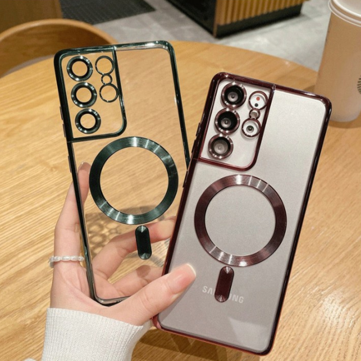 뉴 메탈 맥세이프 갤럭시S23울트라용 풀커버 케이스카메라쉴드카메라렌즈보호무선충전충격보호강력한마그네틱