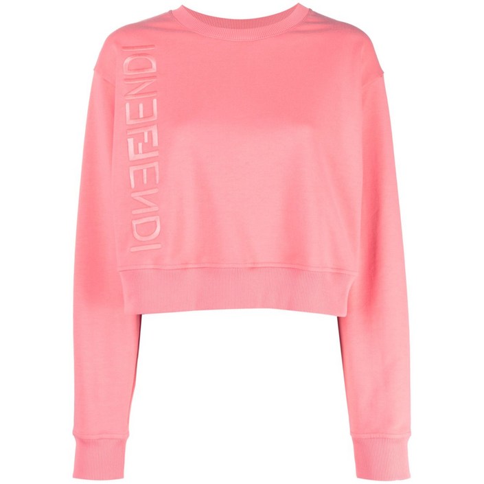 펜디 로고 프린트 크롭 스웨트셔츠