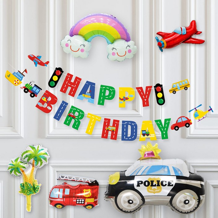 브로키 자동차 풍선세트 생일장식 파티풍선 가랜드 파티용품, 05_대형 구급차, 1세트