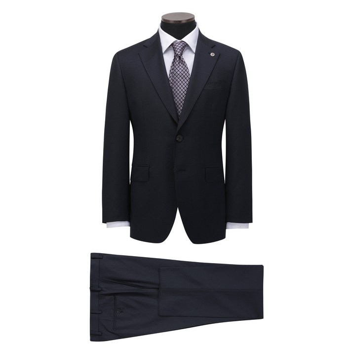 코오롱 브렌우드 중년 남성 네이비 무지 울 100 스판 일반핏 정장세트 봄가을 간절기 수트