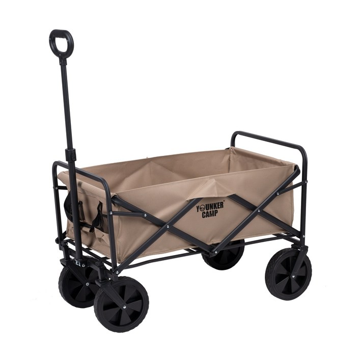 영커 접이식 웨건 다용도 아웃도어 캠핑 폴딩 카트 테이블 상판, 브라운 카트, 1개