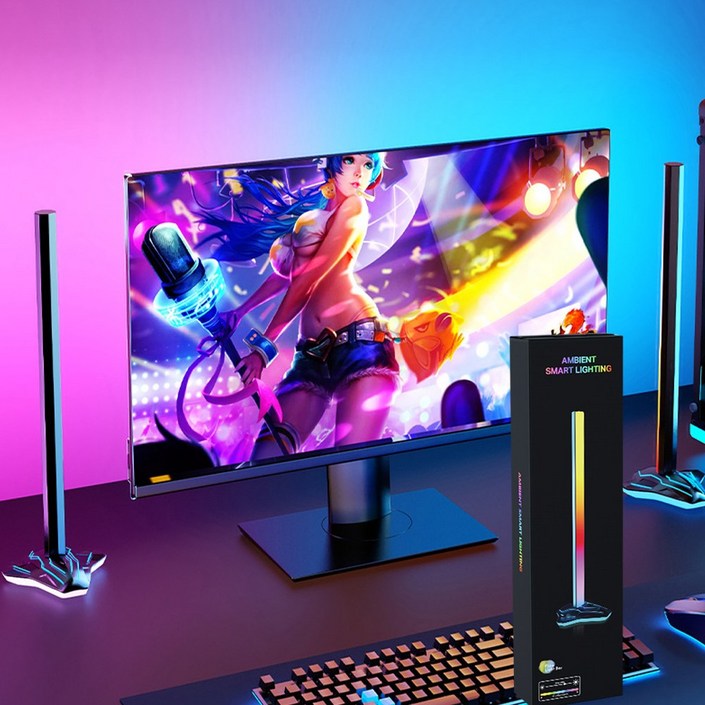 비상 스카이디모 라이트바 게이밍 PC방 모니터 TV 간접조명 소리반응 LED바 2개