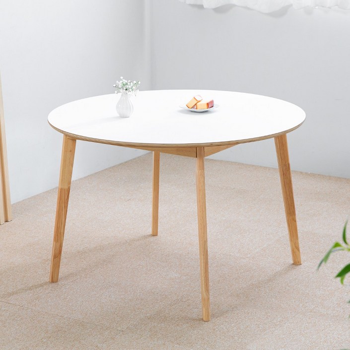 밀키우드 1100 원형 4인 화이트 주방 식탁 테이블 HPM 카페 커피숍 업소 회의 디자인, 화이트