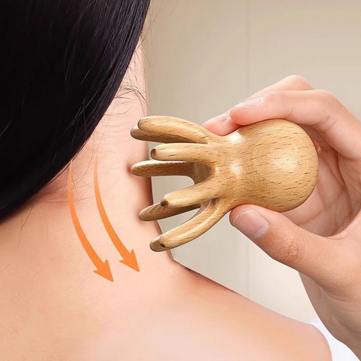 한그래 문어괄사 마사지스틱 손잡이 팔뚝 빗 종아리 목 머리, 백단향목 나무 문어괄사, 2개