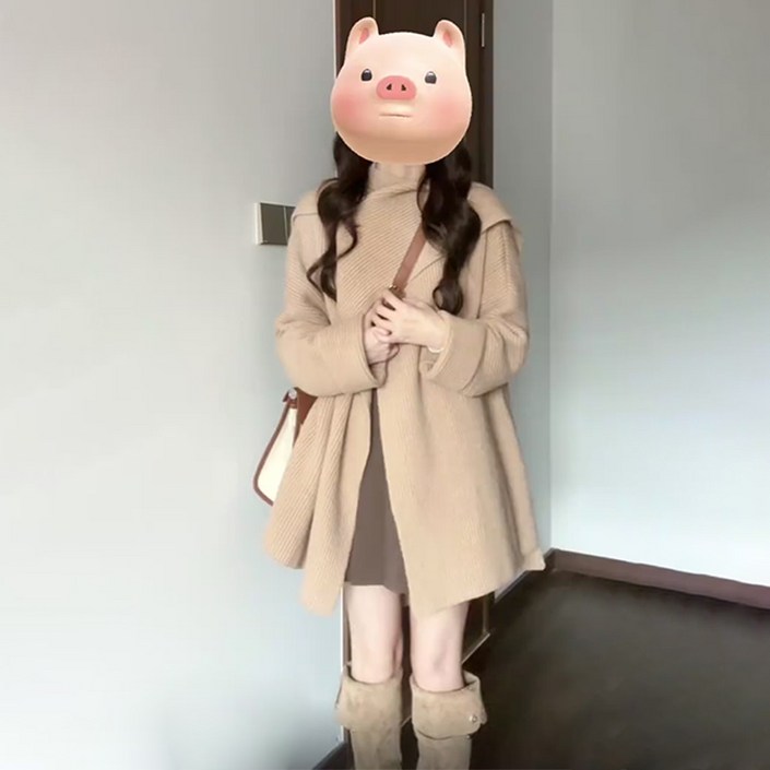 나른한 망토 스웨터 여 가을 겨울 루즈핏 하프 니트 카디건 상의 코트