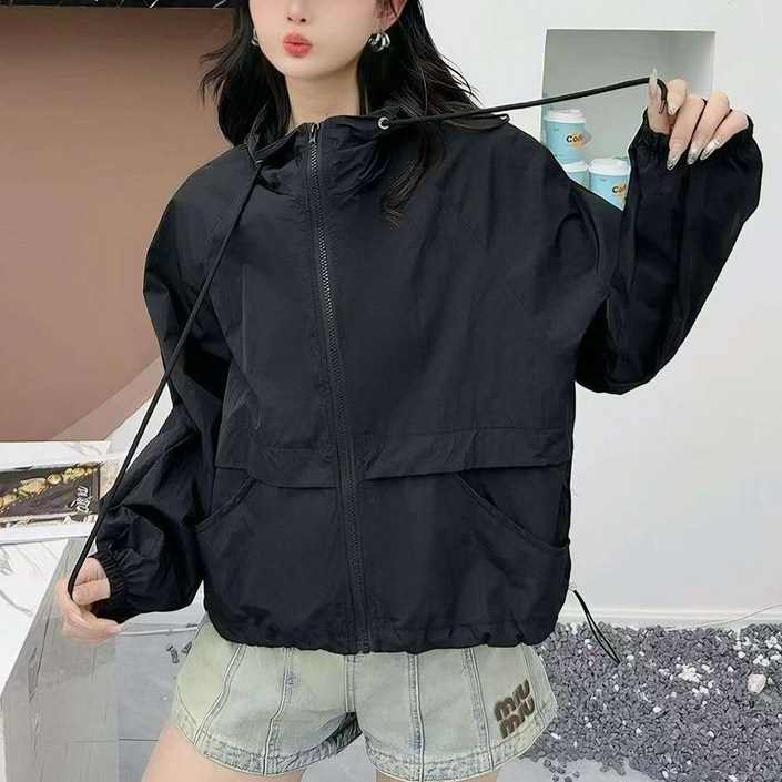 이서어패럴 바람막이 크롭 후드집업1608