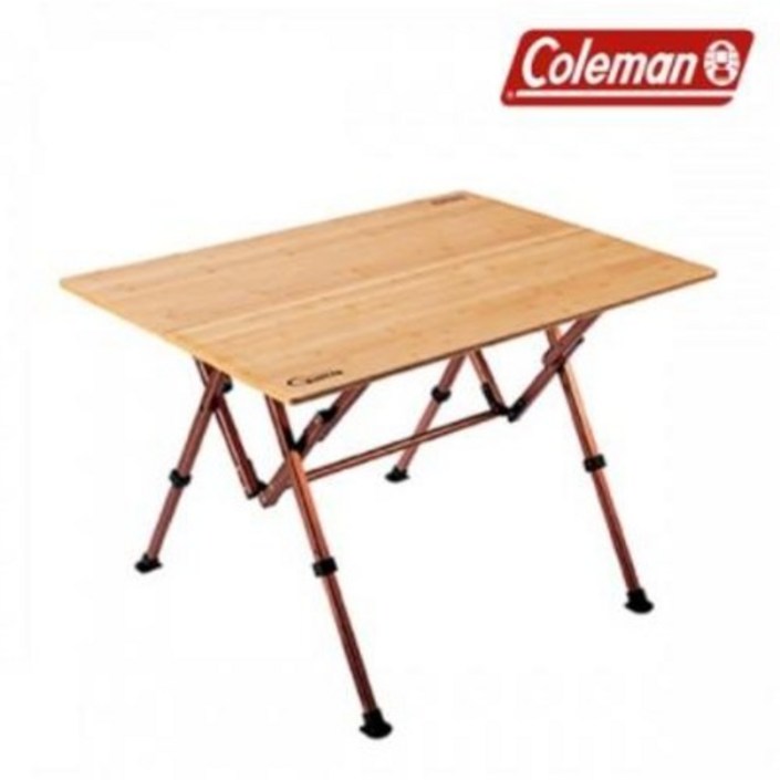 콜맨 캠핑 높이조절 고급 우드 테이블 접이식 폴딩 대나무 선반 튼튼한 고급 탁자 차박 야외용