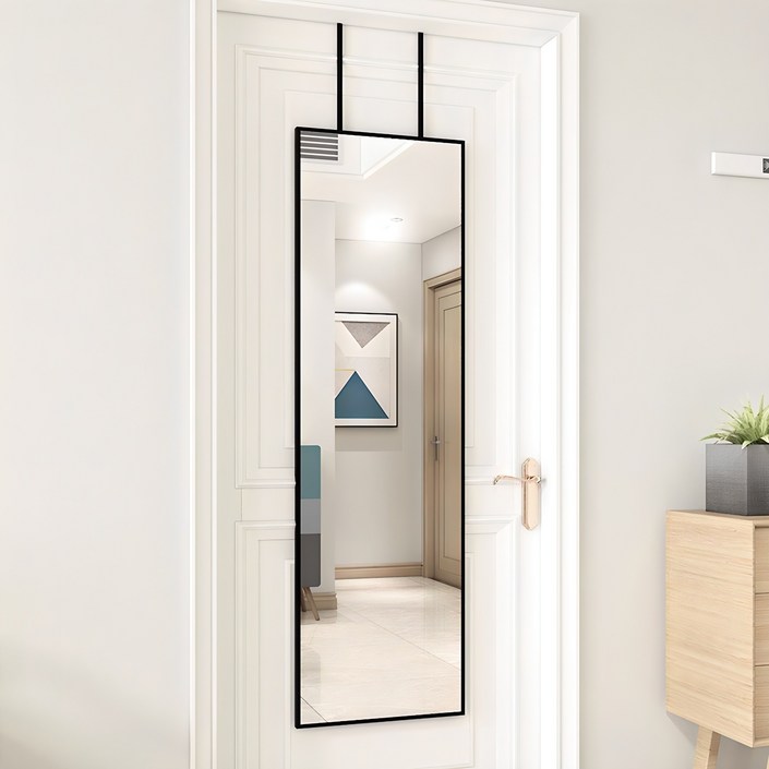 코믈리 문걸이 전신거울 37 x 146cm, 블랙 코믈리 문걸이 전신거울 37 x 146cm, 블랙