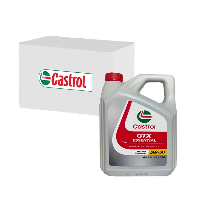 캐스트롤 GTX 이쎈셜 5W30 4L x 4개 1박스 가솔린 LPG 전용 합성 엔진오일, 4L, 5w30, 4개