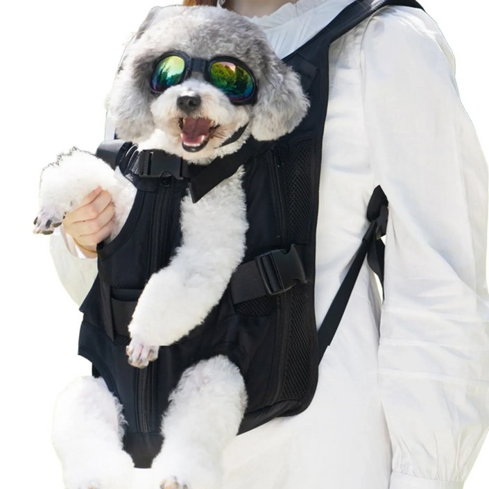 코코다 강아지 이동가방 고양이 반려동물 앞가방 포대기, 1개, 딥블랙