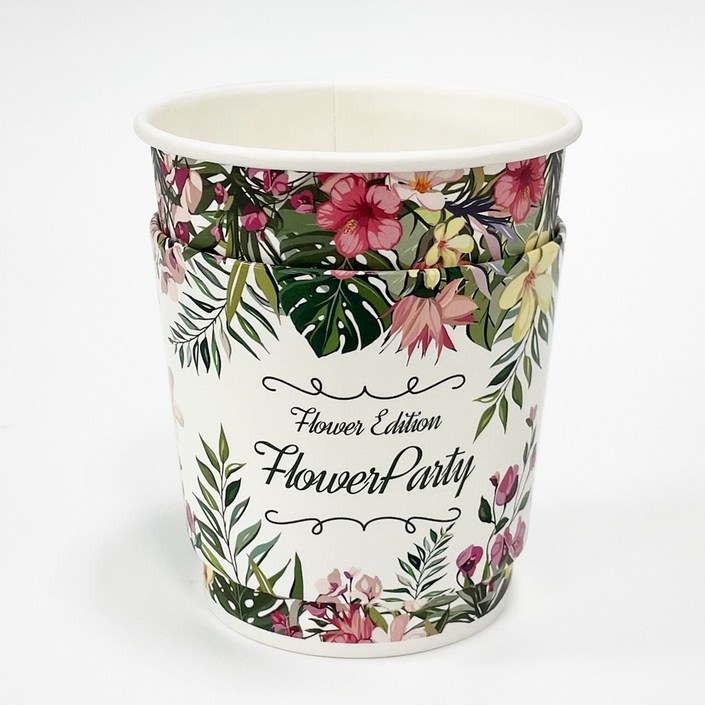 투고팩 플라워파티 종이컵 330ml x 50p + 에어홀더 50p 세트, 5세트