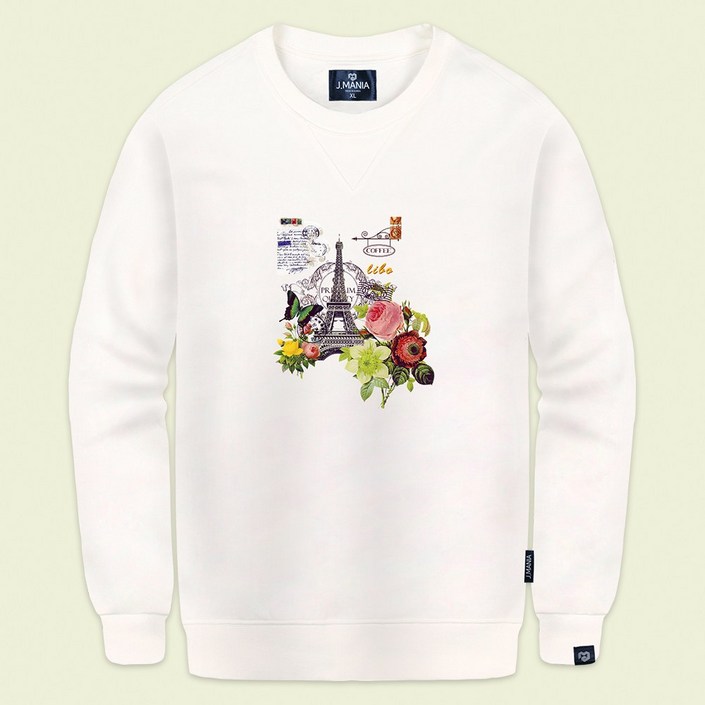 클로니아 나비와 에펠탑 맨투맨 티셔츠 TL419