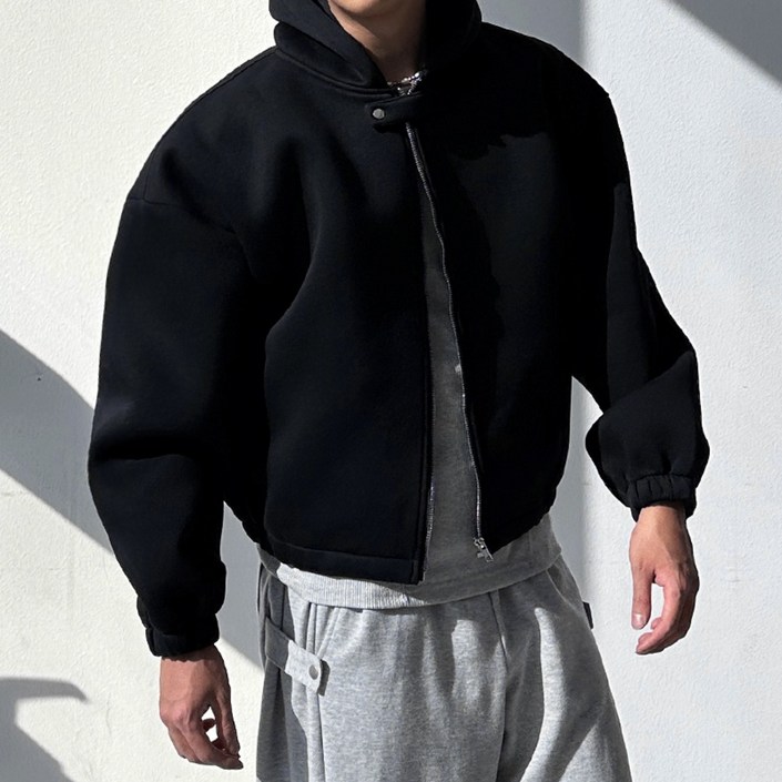 [2컬러]이티 남자 네오프렌 크롭 오버핏 후드집업 자켓