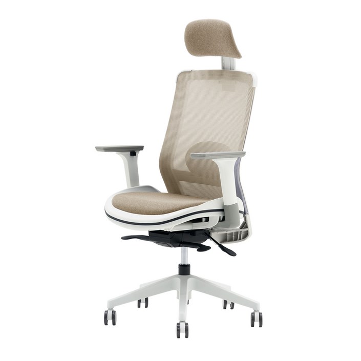 피치트렌디 S300 사무용 국산 의자 사무실 편한 컴퓨터 학생 책상 의자, 화이트  베이지