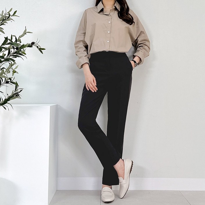 핏이 예쁘고 편한 어반이지 뒷밴딩팬츠 숏기본롱 3기장 빅사이즈여성의류 여성 스판 슬랙스 키작녀바지